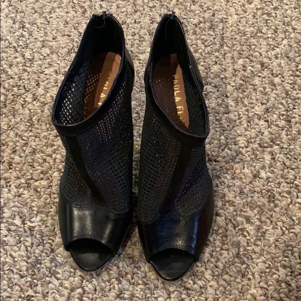 Paola Ferri Heeled Ankle Booties with Peep Toe